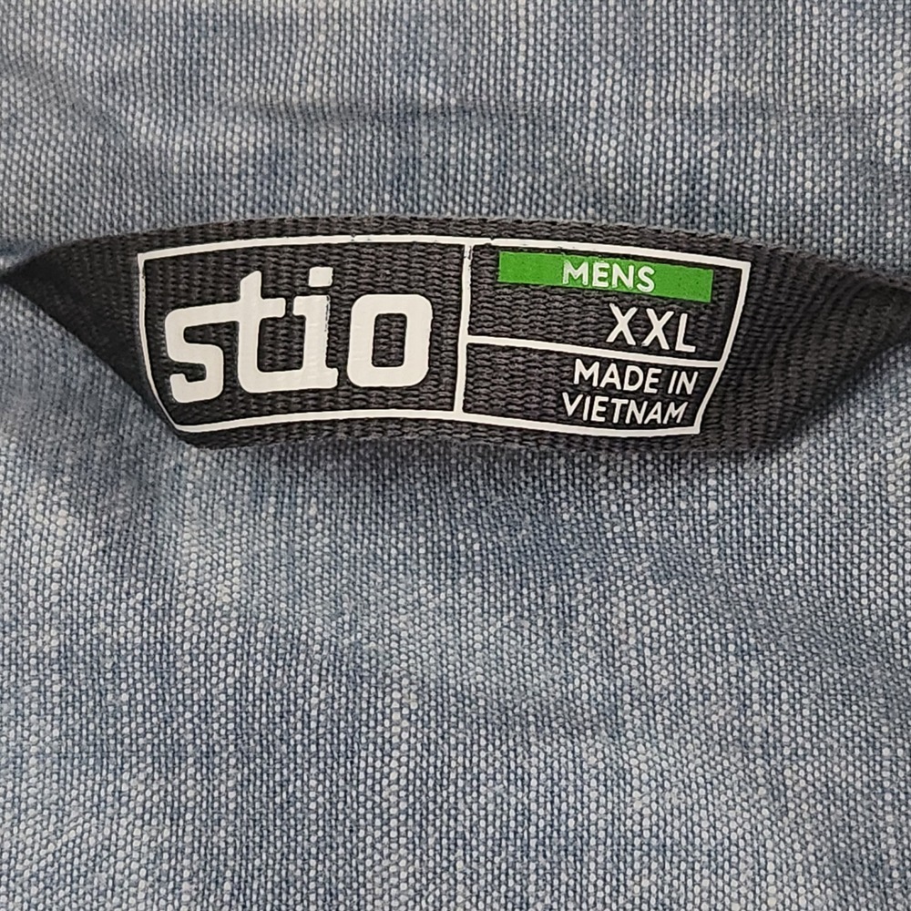 Stio Eddy Shirt Mens XXL Blue Chambray Organic Cotton Long Sleeve Western Snap - Picture 6 of 12